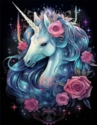 Peinture diamant élégante licorne 30 × 40 cm