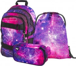 BAAGL set 3 pièces Skate Galaxy – sac à dos scolaire, trousse et sac