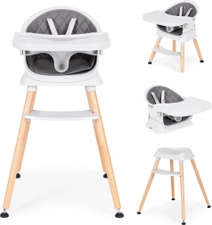 Chaise haute pour enfants 6‑en‑1 avec housse matelassée et plateau, gris ECOTOYS
