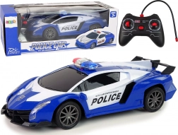 Voiture de police de course radiocommandée avec lumières LED et batterie 1:16