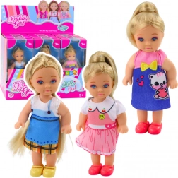 Mini poupée KAIBIBI avec robe colorée et longs cheveux 12 cm (assortiment)