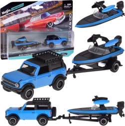 Modèle en métal Maisto 1:64 – FORD Bronco 2021 avec remorque et bateau à moteur