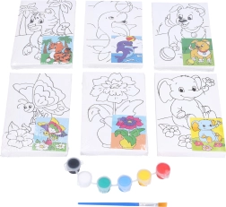 Toile de peinture avec modèle 10 × 15 cm avec peintures et pinceau