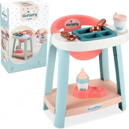 ecoiffier nursery set d’alimentation pour poupées avec chaise haute et accessoires, 7 pièces