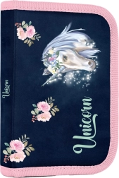 Trousse scolaire à un étage avec deux rabats Unicorn – garnie