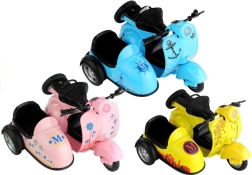 Modèle en métal de scooter avec side-car 1:14 avec lumière et son, 3 couleurs