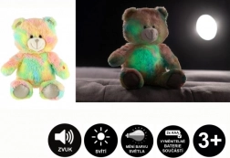 Snílek ourson en peluche arc-en-ciel avec musique et lumière 40 cm