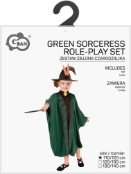 Déguisement enfant magicien et sorcière – vert (110–120 cm)