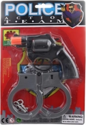 Pistolet en plastique à amorces avec menottes, 8 coups