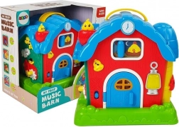 grange musicale – ferme interactive avec petits animaux et sons, rouge