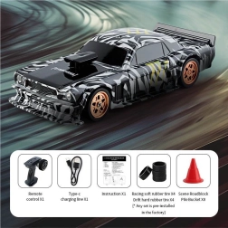 Petite voiture RC de drift 1:43 verte avec accessoires