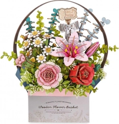 RoboTime Puzzle 3D en bois Panier de Fleurs