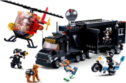 SLUBAN Police SWAT – base mobile avec hélicoptère et moto