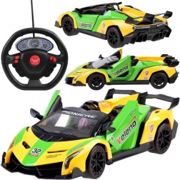 Voiture de sport RC avec portes ouvrantes et télécommande volant – Jaune