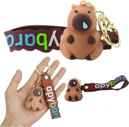 Porte-clés capybara avec mousqueton et anneau