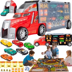 Camion porte-voitures avec petites voitures, ensemble de 23 pièces