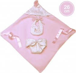 Tenue double face avec capuche pour poupée New Born 26 cm