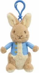 Porte-clés en peluche Lapin Pierre avec clip bleu 13 cm