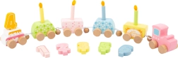 Petit train d’anniversaire en bois avec chiffres et bougies