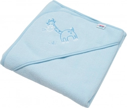 Serviette éponge pour enfant avec capuche New Baby bleue girafe 80 × 80 cm