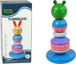 Pyramide éducative en bois avec petite grenouille