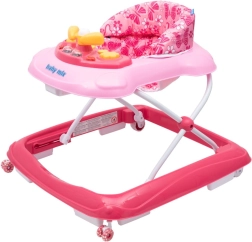 Trotteur pour bébé Baby Mix avec volant et roues en silicone – rose