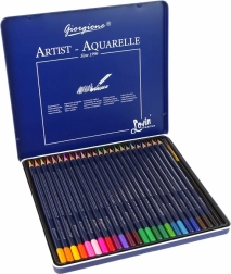 Set de 24 crayons aquarellables dans un étui métallique