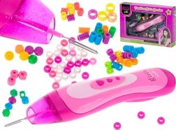 Ensemble rose de tressage avec perles