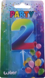 Bougie de fête chiffre 2 arc-en-ciel