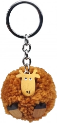 Porte-clés en bois girafe avec pompon