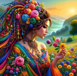 Peinture diamant – fille dans une explosion de couleurs 30 × 40 cm