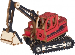 Puzzle 3D en bois pelleteuse rouge