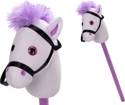 Cheval à bâton en peluche blanc 75 cm