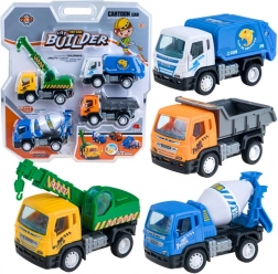 Ensemble de jouets Chantier - Grue, Benne Basculante, Camion Poubelle et Toupie – A