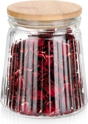 Bocal en verre pour denrées sèches avec couvercle en bambou et joint 700 ml