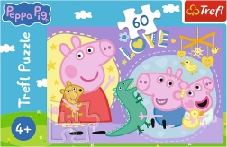 puzzle 60 pièces petit cochon heureux – peppa pig