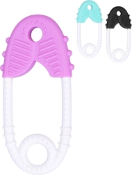 Anneau de dentition en silicone pour bébé en forme d’épingle à nourrice - 1 pièce
