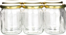 Lot de 6 bocaux de conservation 520 ml avec couvercles dorés Ø 82