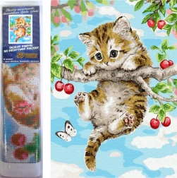 Norimpex Peinture diamant Chaton sur cerisier 30x40 cm