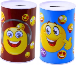 Tirelire métallique Emoticônes bleu et marron