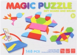 Tangrams magnétiques en mousse dans une boîte en plastique