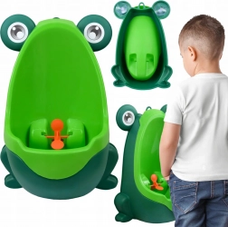 Urinoir mural pour enfants en forme de grenouille avec cible rotative – Verte