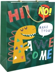 Sac cadeau en papier vert avec dinosaure 32 × 26 × 10 cm