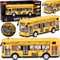 Bus urbain jaune avec lumières, sons et portes ouvrantes