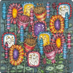 Puzzle carré CURIOSI Q Silver – fleurs colorées, 72 pièces