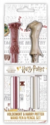 Set stylo-bille et crayon en forme de baguettes magiques – Harry et Voldemort