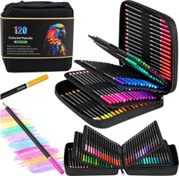 Set de 120 crayons de couleur artistiques Soft Core dans une trousse avec 2 carnets de croquis