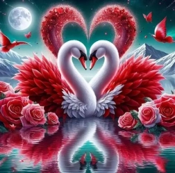 Peinture diamant cygnes amoureux 30 × 40 cm