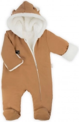 Combinaison d’hiver pour bébé Nicol Miki avec capuche et petites oreilles, marron, taille 68