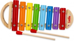 Xylophone métallique coloré dans un cadre en bois pour enfants